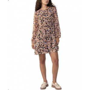 SANCTUARY Women's Shirred Neck Babydoll Pullover Floral Printed Dress Size M